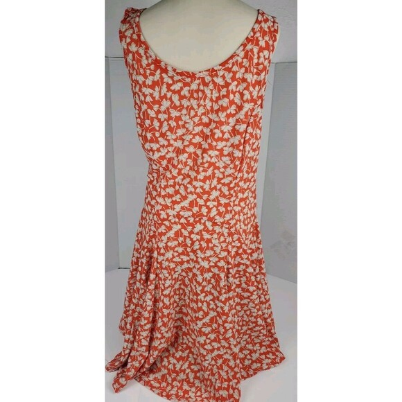 Lovley Day Dress Fit And Flare Orange Floral Rayon  Boho Chic Cottage Core‎ - Picture 3 of 8